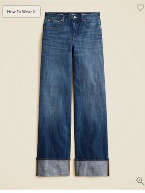 J Crew Wide Leg Cuffed Jeans